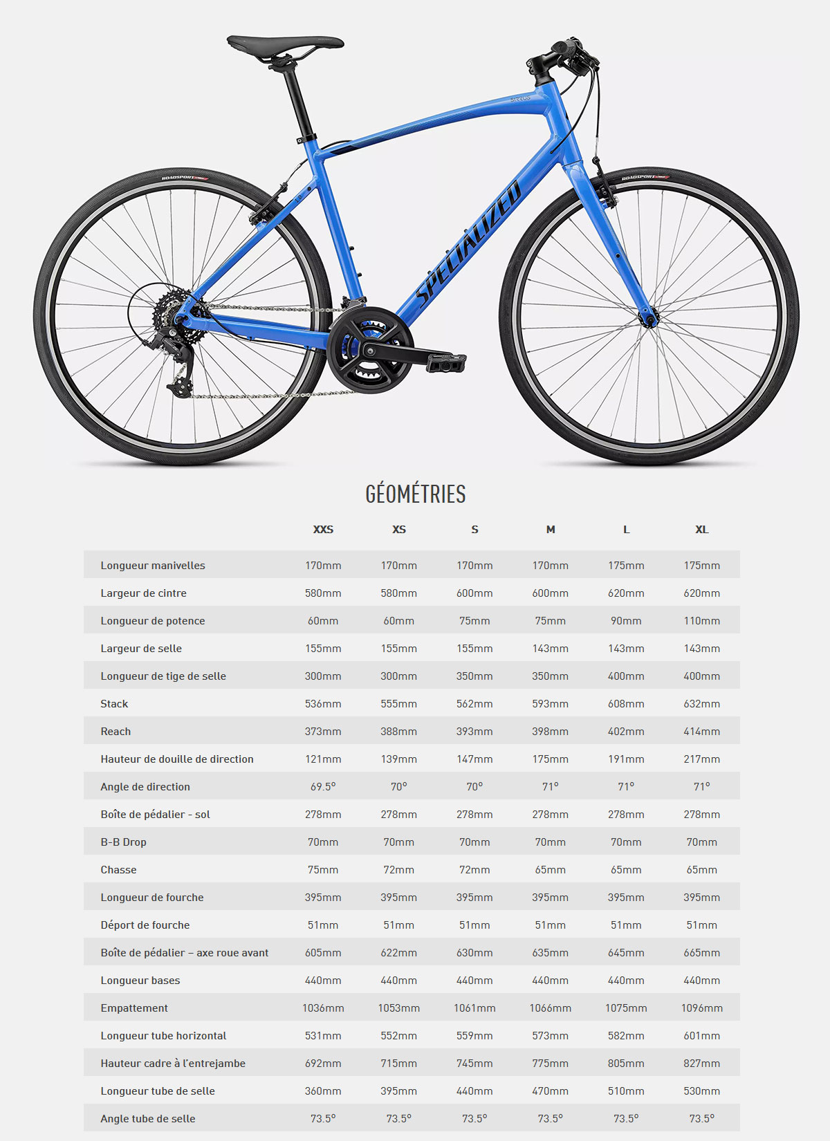 Vélo électrique Sirrus 1.0 Guide de taille